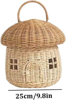 Rattan Mushroom Basket with Lid and Handle | Woven Décor