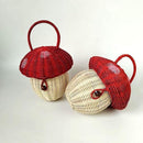 Mini Mushroom Woven Tote Bag for Girls | Rattan Basket