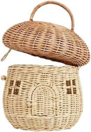 Rattan Mushroom Basket with Lid and Handle | Woven Décor