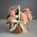 Set of 2 Wicker Baskets with Handles & Ribbon