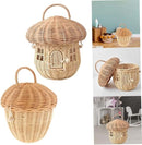 Rattan Mushroom Basket with Lid and Handle | Woven Décor
