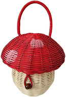 Mini Mushroom Woven Tote Bag for Girls | Rattan Basket