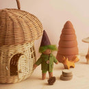 Rattan Mushroom Basket with Lid and Handle | Woven Décor