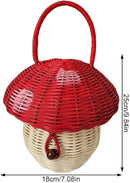 Mini Mushroom Woven Tote Bag for Girls | Rattan Basket