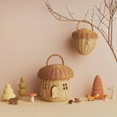 Acorn Rattan Storage Basket with Lid | Woven Organizer