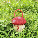 Mini Mushroom Woven Tote Bag for Girls | Rattan Basket