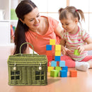 House-Shaped Woven Basket with Lid & Handle
