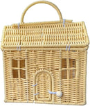 House-Shaped Wicker Basket with Lid & Handle