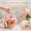 Set of 2 Wicker Baskets with Handles & Ribbon