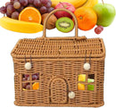 House-Shaped Woven Basket with Lid & Handle