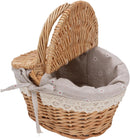 Wicker Picnic Basket with Double Lid & Removable Liner