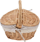 Wicker Picnic Basket with Double Lid & Removable Liner