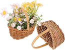 Set of 2 Mini Wicker Baskets with Handles for Décor