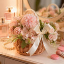 Set of 2 Wicker Baskets with Handles & Ribbon
