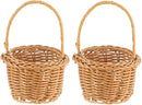 Set of 2 Mini Woven Baskets with Handles | Brown