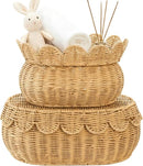 Set of 2 Wicker Storage Baskets with Lids | Scalloped