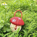 Mini Mushroom Woven Tote Bag for Girls | Rattan Basket