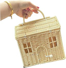 House-Shaped Wicker Basket with Lid & Handle