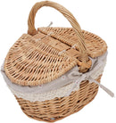 Wicker Picnic Basket with Double Lid & Removable Liner