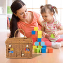 House-Shaped Woven Basket with Lid & Handle