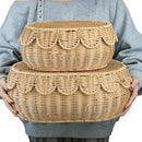 Set of 2 Wicker Storage Baskets with Lids | Scalloped