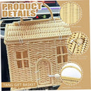 House-Shaped Wicker Basket with Lid & Handle