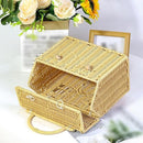 House-Shaped Wicker Basket with Lid & Handle
