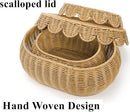 Set of 2 Wicker Storage Baskets with Lids | Scalloped