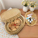 Set of 2 Wicker Storage Baskets with Lids | Scalloped
